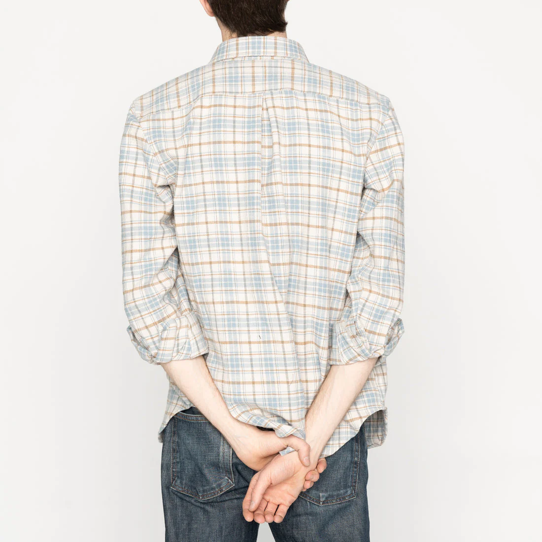 Easy Shirt in Pale Blue Big Slub Check Flannel - Image 3