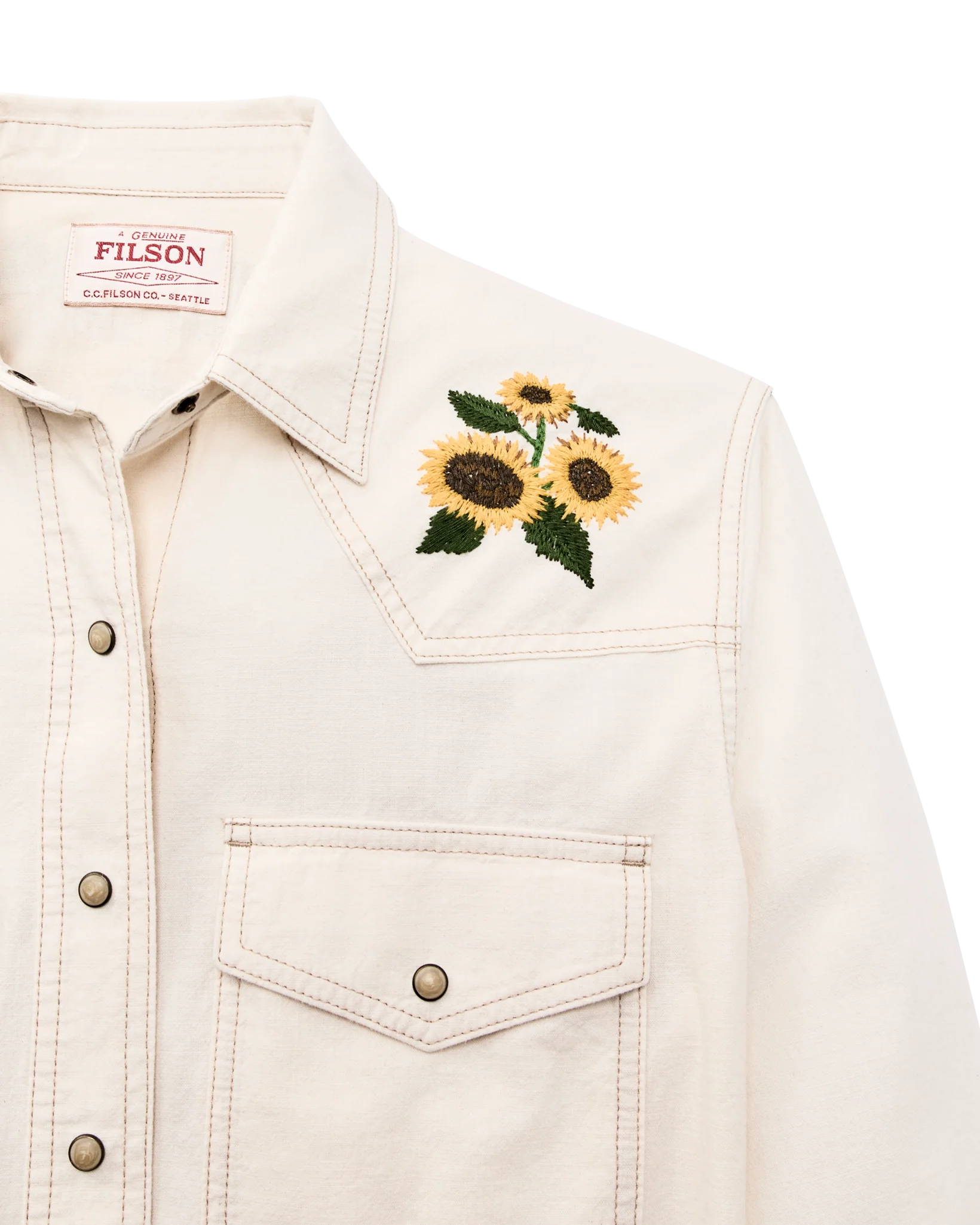 Embroidered Western Shirt in Natural Seed - Image 4