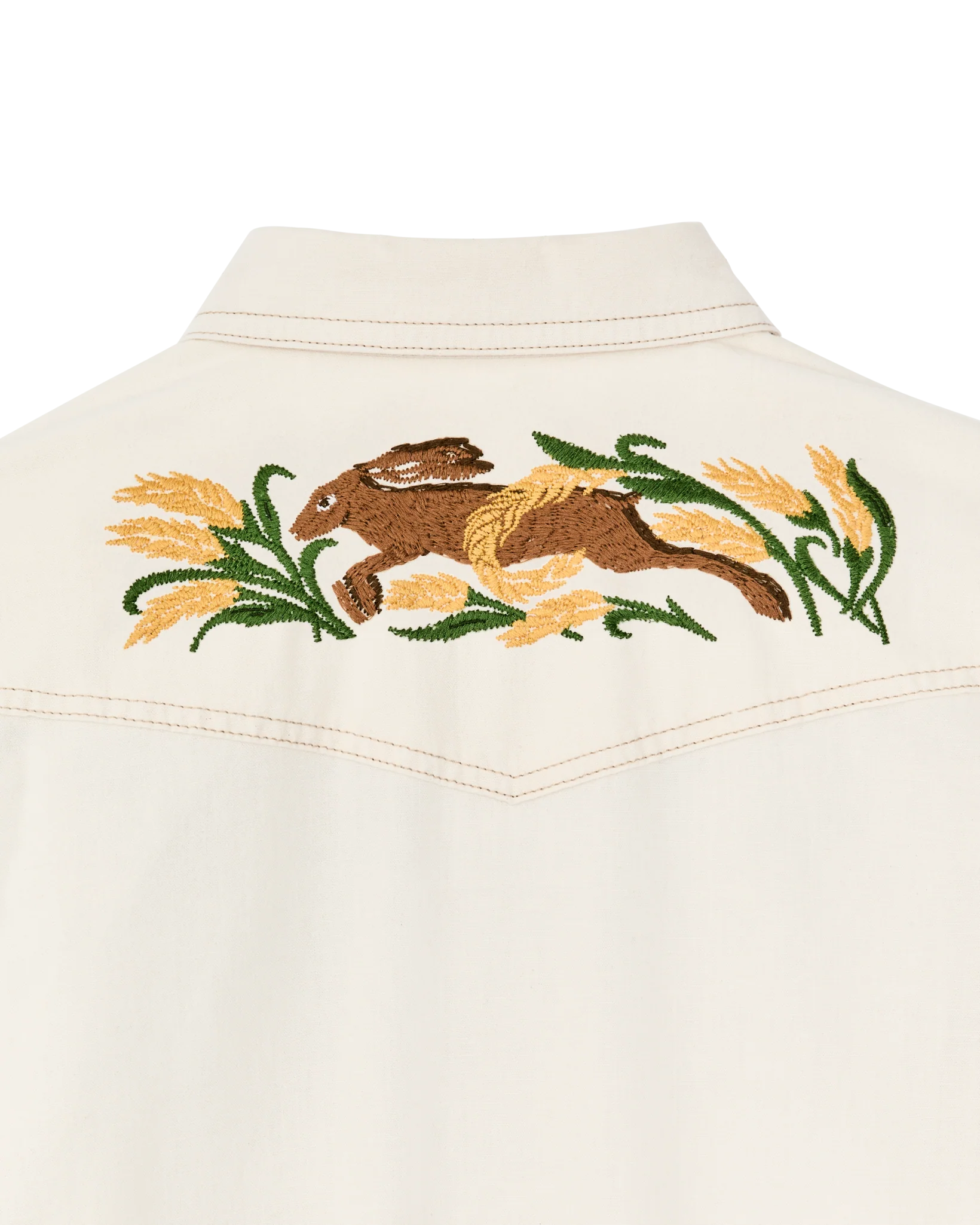 Embroidered Western Shirt in Natural Seed - Image 5