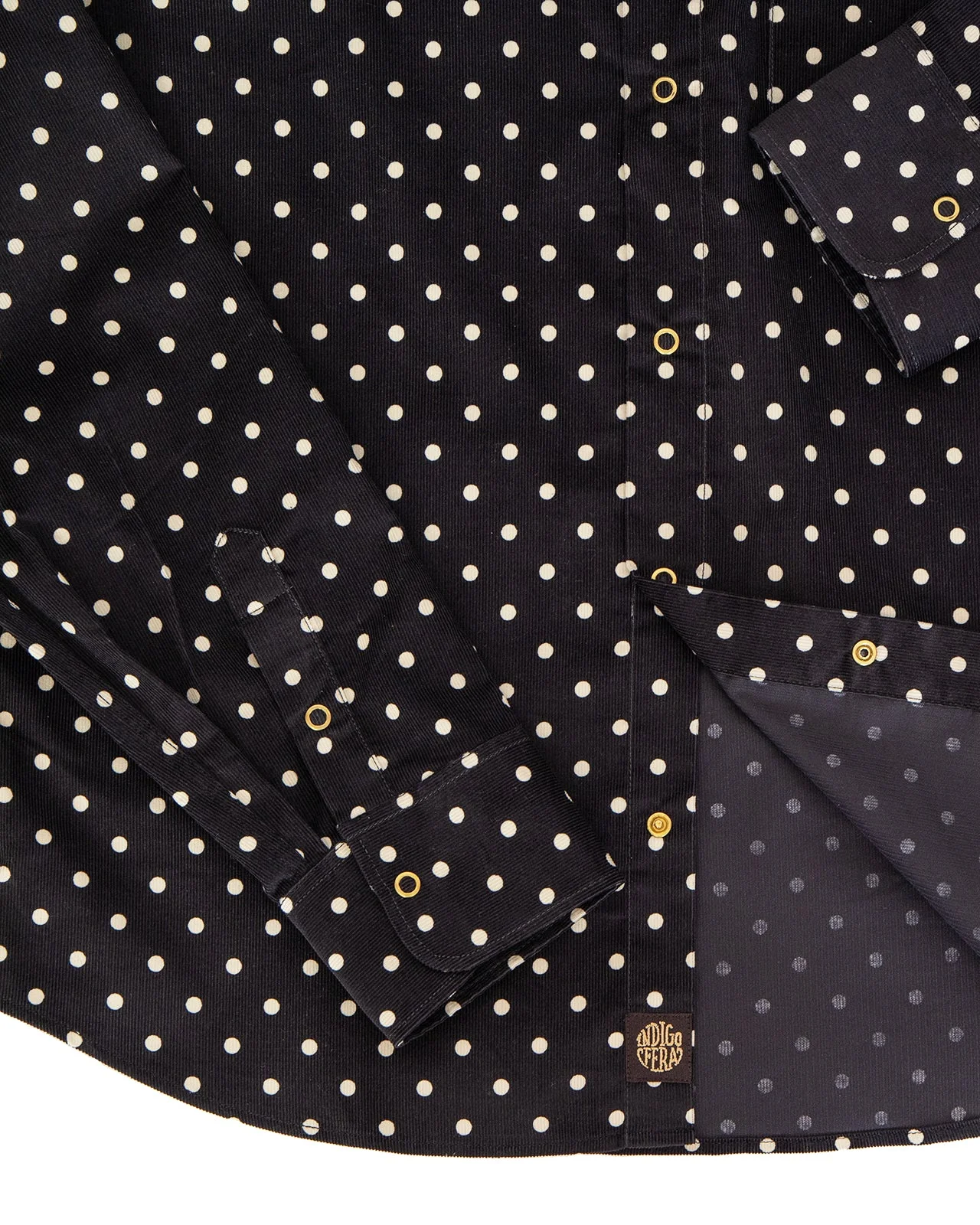 Ike Shirt in Black Corduroy Polkadot - Image 4