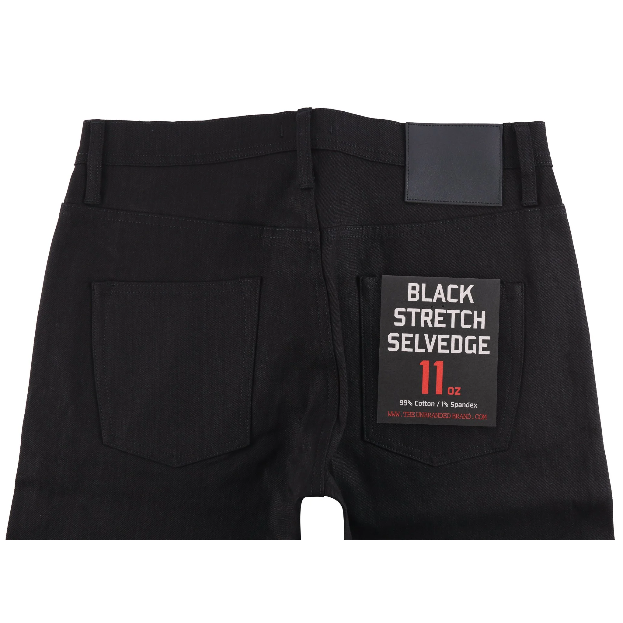 UB644 Relaxed Tapered 11oz Solid Black Stretch Selvedge - Image 3